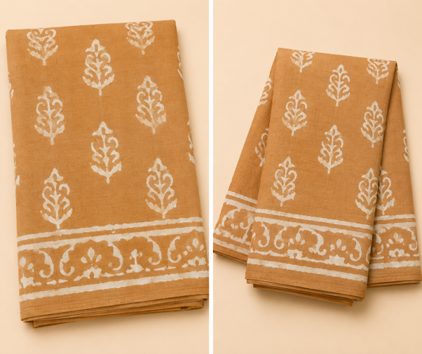 Classic Caramel Cotton Saree | Handwoven Craftsmanship
