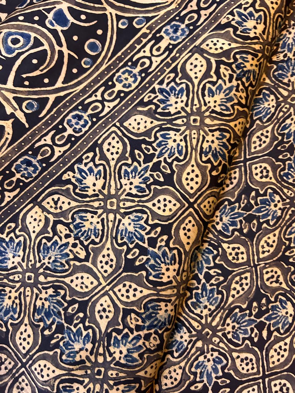 Handwoven Modal Silk Saree with Block-Printed Border