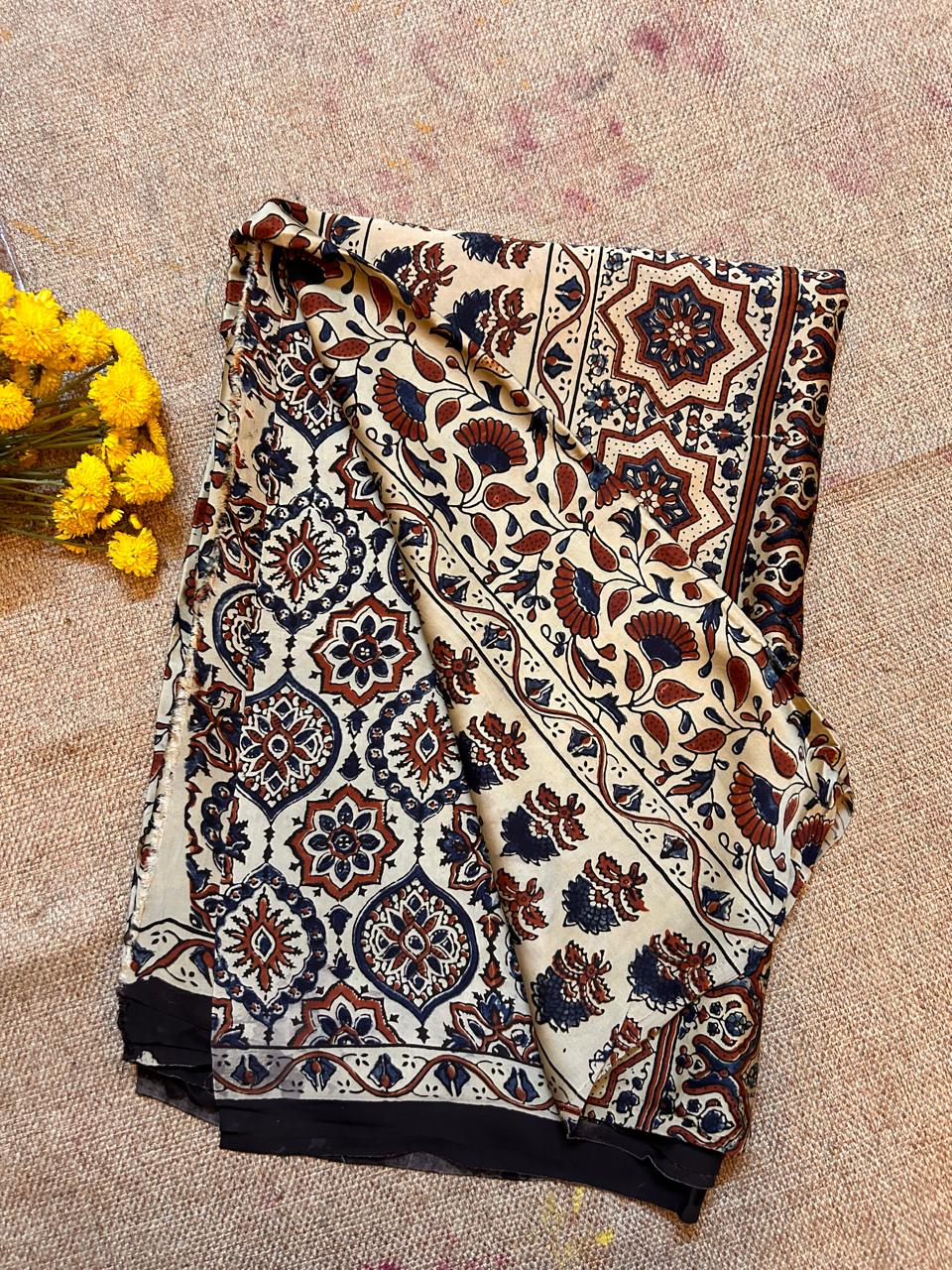 Handwoven Modal Silk Saree with Traditional Floral & Geometric Prints