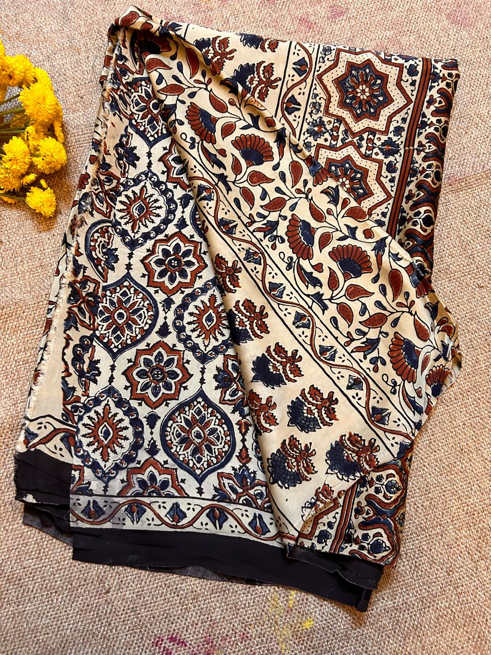 Handwoven Modal Silk Saree with Traditional Floral & Geometric Prints