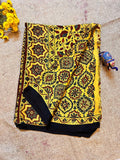 Mustard Modal Silk Saree with Traditional Hand Block Print