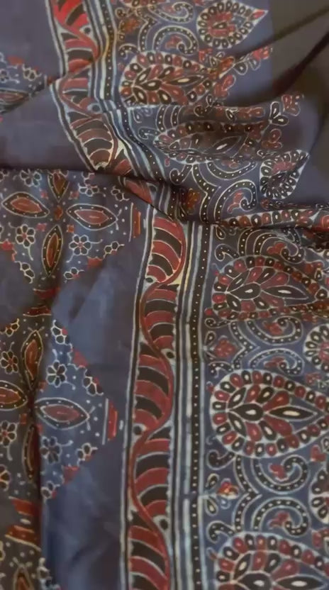 Organic Colors Handblock Printed Saree